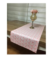 Melisa Damask Baskılı Duck Kumaş Krem Kırmızı Runner 40X140 Cm 507 (Standart)