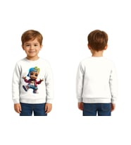 Unisex Groot Baskılı Çocuk Swaetshirt 3 İplik Şardonlu (Beyaz)