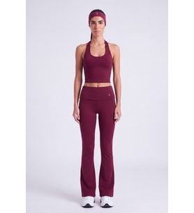 Beli Kıvrımlı Flare Ellen Tayt Pantolon Bordo