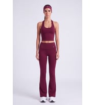 Beli Kıvrımlı Flare Ellen Tayt Pantolon Bordo