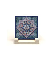 Anadolu Selçuklu Çini Motifi Baskılı Taş Masaüstlük 10X10