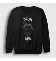 Presmono Unisex Siyah Thug Life Tupac Shakur Sweatshirt 46498tt