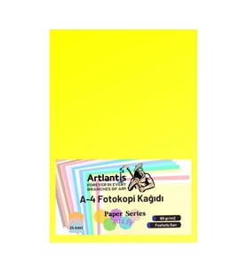 Fosforlu Sarı Renkli A-4 Fotokopi Kağıdı 25 li 1 Paket Artlantis Fotokopi Renkli A4 Kağıdı