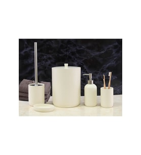 By Selim Elegance Krem 5 Parça Polyester Banyo Seti 