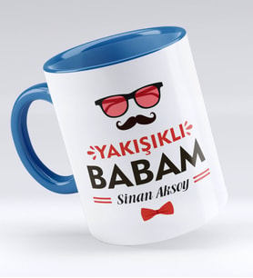 BK Gift Kişiye Özel Yakışıklı Babam Tasarımlı Mavi Kupa Bardak - Model 3