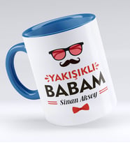 BK Gift Kişiye Özel Yakışıklı Babam Tasarımlı Mavi Kupa Bardak - Model 3