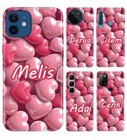 Vivo Y28 Y29 Y32 Y33S Y35 Y36 V21 V21E V30 V40 V50 V60 Lite Kılıf YeniSeri Kişiye Özel İsim Yazılı Silikon Kapak Yansıyan Kalpler