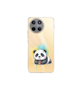 Realme 11 ile Uyumlu Splash Panda Tasarımlı Şeffaf Silikon Kılıf
