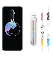 Oppo Reno 2Z 4 Lite 4 Pro 5 6 7 A31 Kılıf Kablo Koruma Spiral Silikon Love Cats 1604