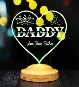 Daddy Kalp Şeklinde Babalar Günü Hediyesi, Kişiye Özel Daddy Hediye İsim Yazılı Led Lamba