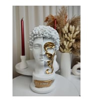 Dekoratif Çiçekli Hermess Heykel Biblo (Beyaz Gold)