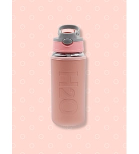 H2o Deri Kılıflı Pipetli Cam Matara 500 Ml Haki