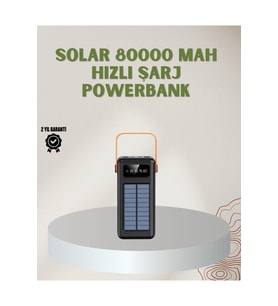 Powerbank Solar Fenerli Çoklu Kablolu Taşınabilir Şarj Aleti