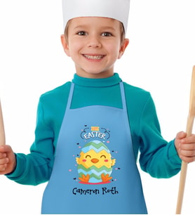 BK Gift Kişiye Özel Paskalya Bayramı Mavi Çocuk Mutfak Önlüğü-4
