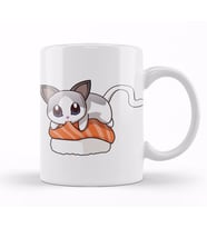 White Cat Salmon Sushi Kupa Bardak Porselen