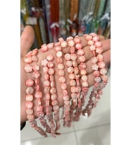 Mercan Doğal Taş Yassı Pembe Çiçek Kesim Kesim 10x4mm Dizi