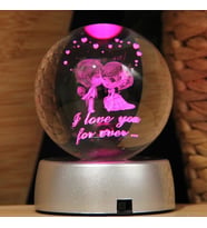 Dekoratif Aşk Temalı Işıklı Cam Küre 8cm*6cm