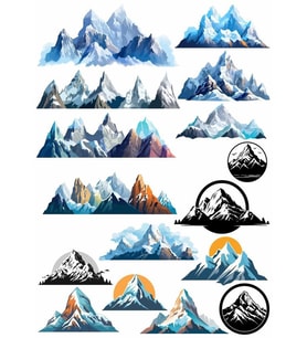 Dağlar Sticker Set 16 Parça Telefon, Tablet, Defter, Laptop Sticker