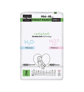 Natural Double Soft Bebek Bezi Fırsat Paketi 2 Beden 48 Adet