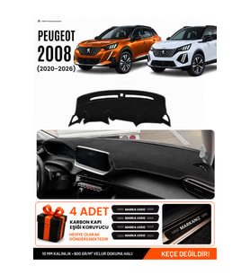 PEUGEOT 2008 (2020-2026) Uyumlu Torpido Örtüsü Torpido Kılıfı - Siyah