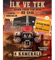 Avenir 4 Adet 3mp Kameralı 4G solar Kamera 1 Yıllık 15GB Sim Kart + 64GB Hafıza Kartı Dahil 4.5G Sim Kart Dış Mekan Solar Güneş Panelli Kamera