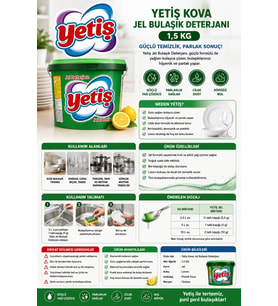 Yetiş Kova Jel Bulaşık Deterjanı 1.5 Kg
