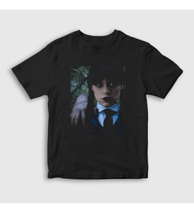 Presmono Unisex Çocuk Siyah Thing And Wednesday Addams Family Addams Ailesi T-Shirt 366239tt