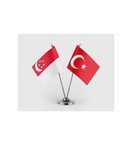 Singapur ve Türkiye Bayrağı İkili Saten Masa Bayrağı Takımı
