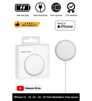 iPhone 11 12 13 14 15 16 Uyumlu Magsafe Kablosuz Hızlı Şarj Aleti Tam Uyumlu Wireless Charger Adaptö