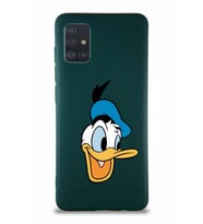 Samsung Galaxy M31S Soft Premier Kapak Donald Duck-A Tasarımlı Silikon Kılıf - Yeşil (Şeffaf)