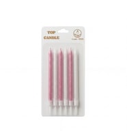 Simli Doğum Günü Mum Seti 15cm 6lı Pembe Beyaz