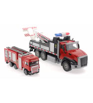 Die Cast Çek Bırak Vinçli Kurtarıcı ve Söndürücü İtfaiye Aracı (Krem)