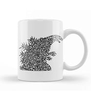 Godzilla Japanese Symbols Collage Kupa Bardak Porselen