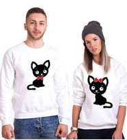 Tshirthane Tatlı Kedicik Sevgili Kombinleri Sweatshirt Kombini (Tek Ürün Fiyatıdır.)