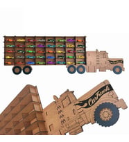 Ahşap Hobi Araba Rafı 40 araçlık Ceviz Rengi hot wheels, matchbox montessori