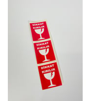Dikkat Kırılır Küçük Boy Kırmızı 6x5cm 100 Adet