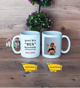 Motto Yeni Bir Ben Kupa Bardak Beyaz Fotoğraflı