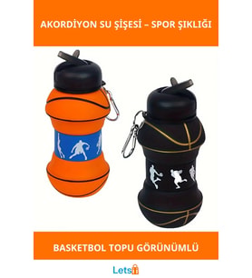 Basketbol Topu Tasarımlı Katlanabilir Akordiyon Su Şişesi