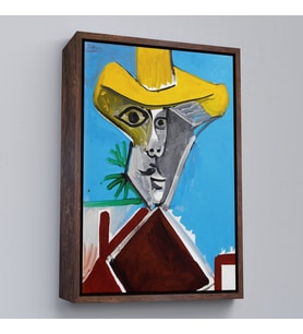 Çerçeveli Pablo Picasso - Adamın Büstü Tablosu - Buste d'homme (Altın)