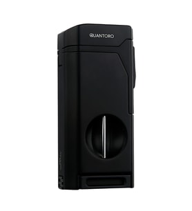 Quantoro Dört Torch Pürmüz V-Kesici/Delicili Siyah Metal Puro Çakmağı