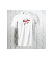 Tokyo Japan Baskılı Unisex Yarım Kollu Bisiklet Yaka %100 Pamuk Oversize T-shirt (Beyaz)