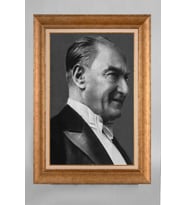 Çerçeveli Paspartulu Atatürk Tablo a141 (Gold)