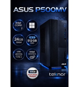 Asus Expertcenter P500MV Intel Core 7 240H 24 GB 512GB SSD WIN 11 PRO Masaüstü Bilgisayar & Teknor USB Bellek