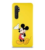 Xiaomi Mi Note 10 Lite Soft Premier Kapak Mickey Mouse-C Tasarımlı Silikon Kılıf - Sarı (Şeffaf)