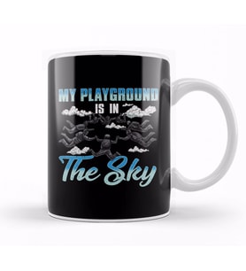 Cute & Funny My Playground Is In The Sky Skydiving Kupa Bardak Porselen