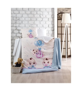Taç By Kristal Taç Ranforce Bebek Nevresim Takımı Babies Mavi
