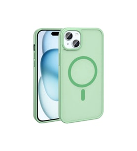 Apple iPhone 15 Uyumlu Kılıf M-safe Şarj Özellikli Mat Arka Yüzey Zore Sio Kapak (Açık Yeşil)