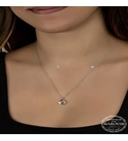 Crystal Taşlı Kalp 925 Ayar Gümüş Kolye
