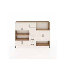 Arges Dolap 10 Raflı 4 Çekmeceli 8 Kapaklı 220x30x163 Çam-Aytaşı