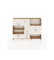 Arges Dolap 10 Raflı 4 Çekmeceli 8 Kapaklı 220x30x163 Çam-Aytaşı